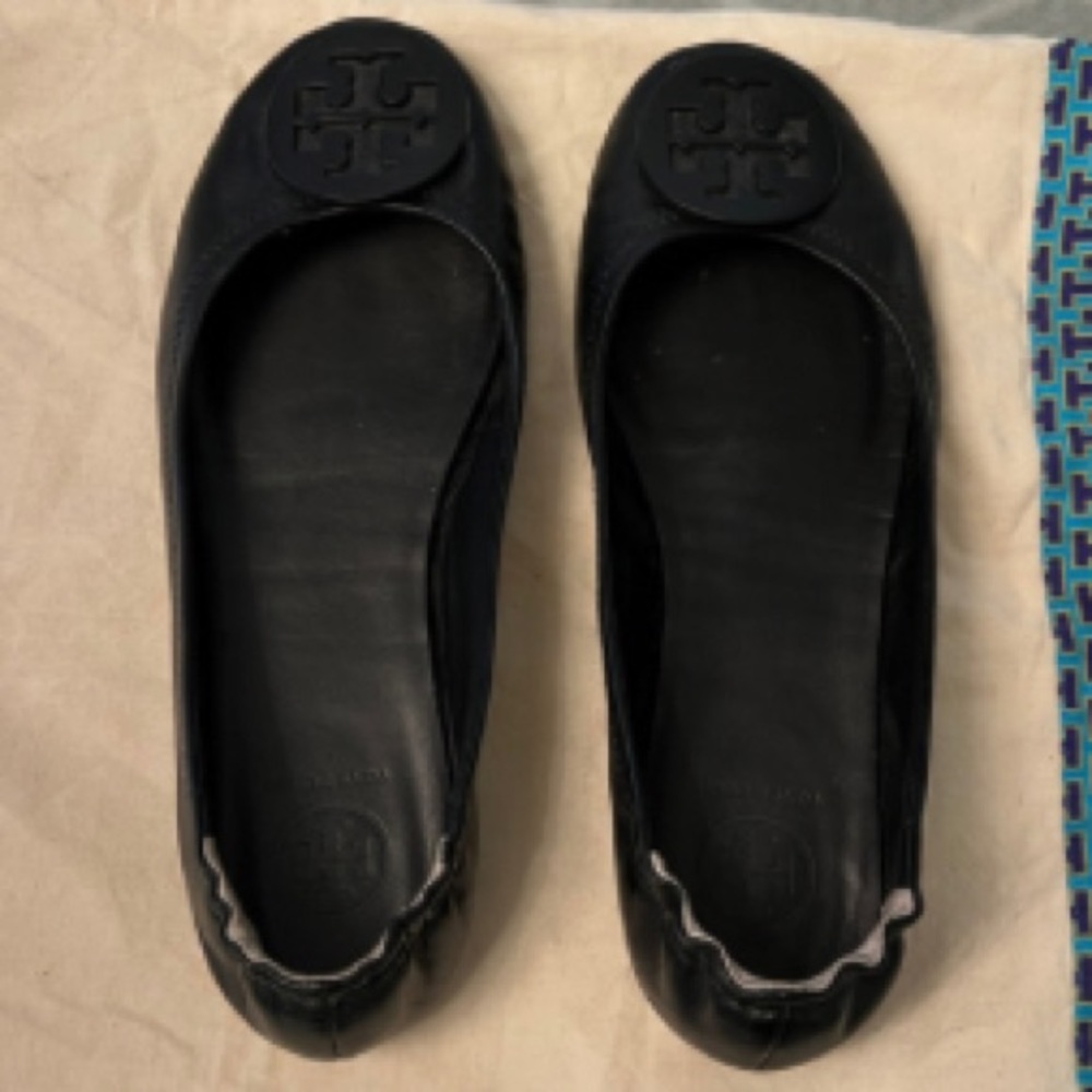 Tory Burch - Minnie Travel Ballet Flats (fit in purse!) - Black Leather - Size 7